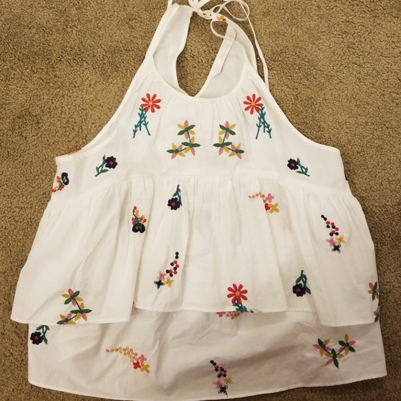Zara Tops - Zara Embroidered Ruffle Tank
